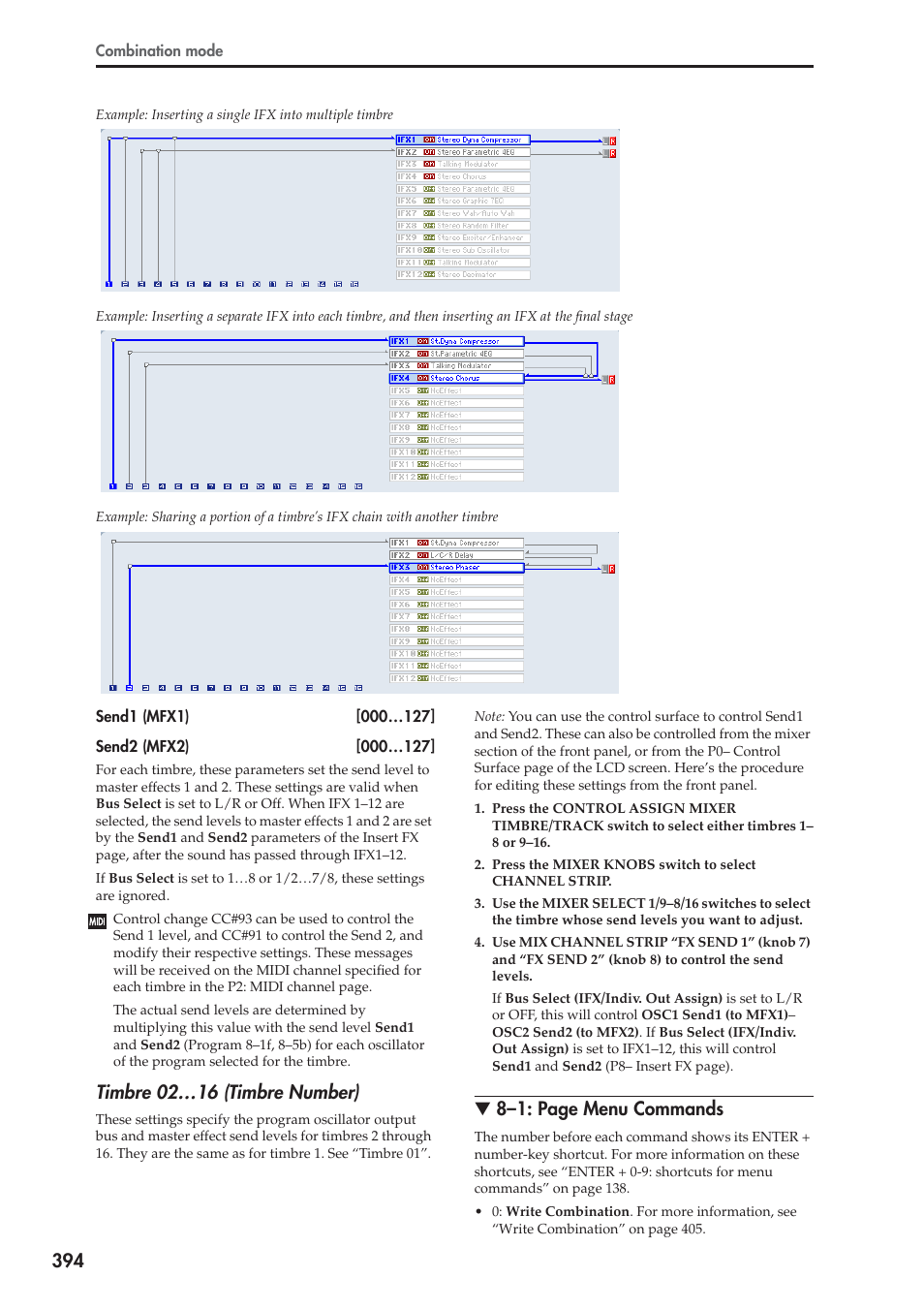 Timbre 02…16 (timbre number), 8–1: page menu commands | KORG Electronic Keyboard User Manual | Page 404 / 1127