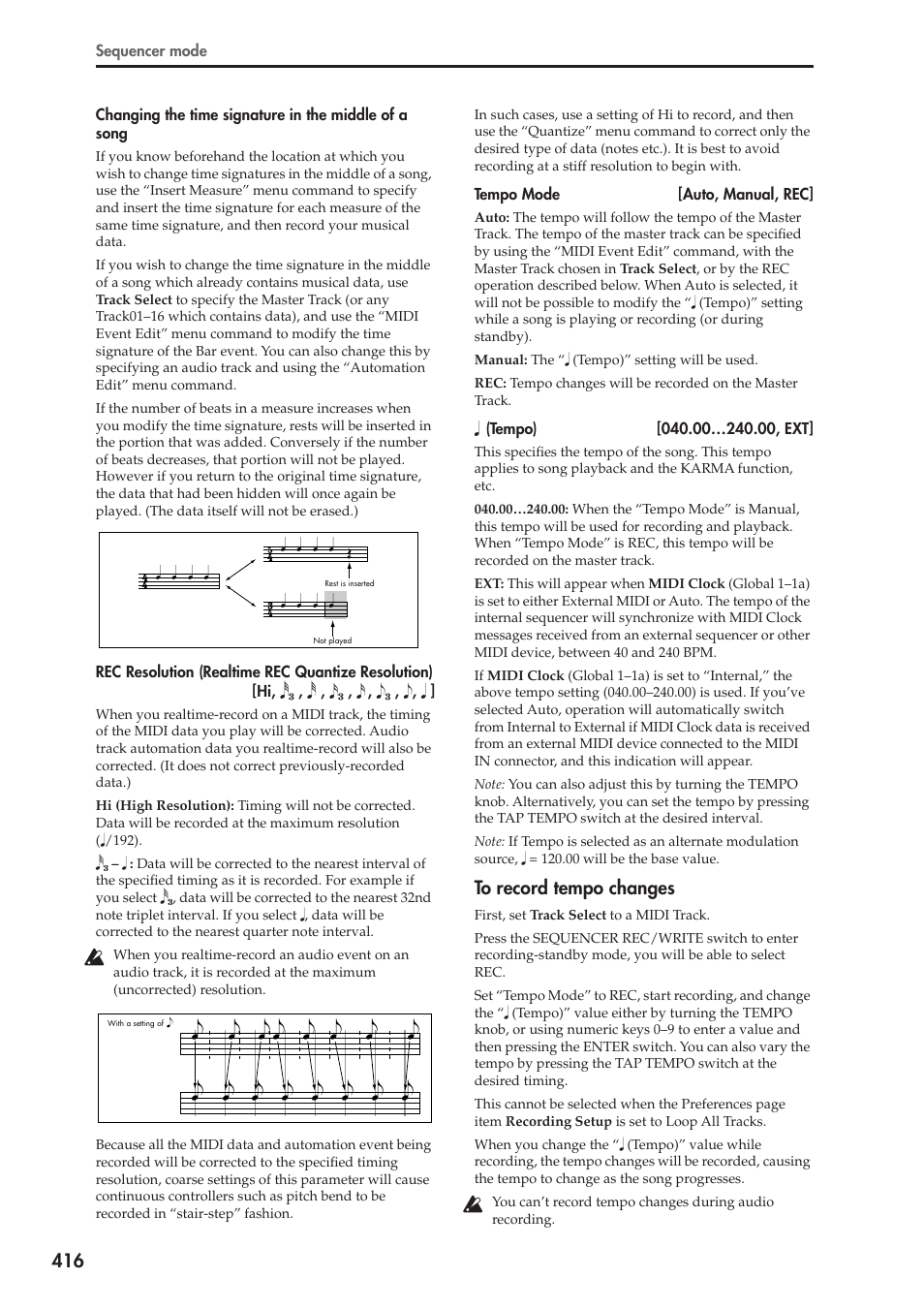To record tempo changes | KORG Electronic Keyboard User Manual | Page 426 / 1127