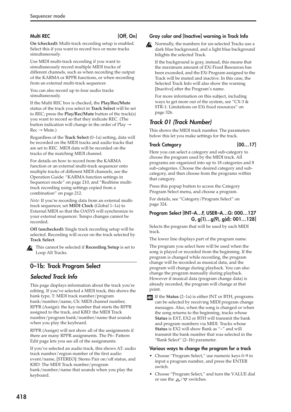 1b: track program select, 0–1b: track program select selected track info, Track 01 (track number) | KORG Electronic Keyboard User Manual | Page 428 / 1127