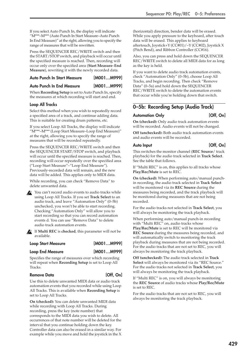 5b: recording setup (audio track), 0–5b: recording setup (audio track) | KORG Electronic Keyboard User Manual | Page 439 / 1127