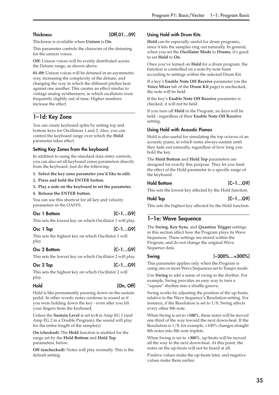 1d: key zone, 1e: wave sequence, 1–1d: key zone | 1–1e: wave sequence | KORG Electronic Keyboard User Manual | Page 45 / 1127