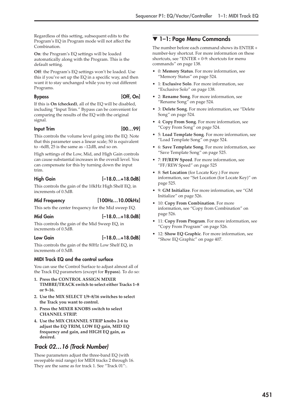 Track 02…16 (track number), 1–1: page menu commands | KORG Electronic Keyboard User Manual | Page 461 / 1127