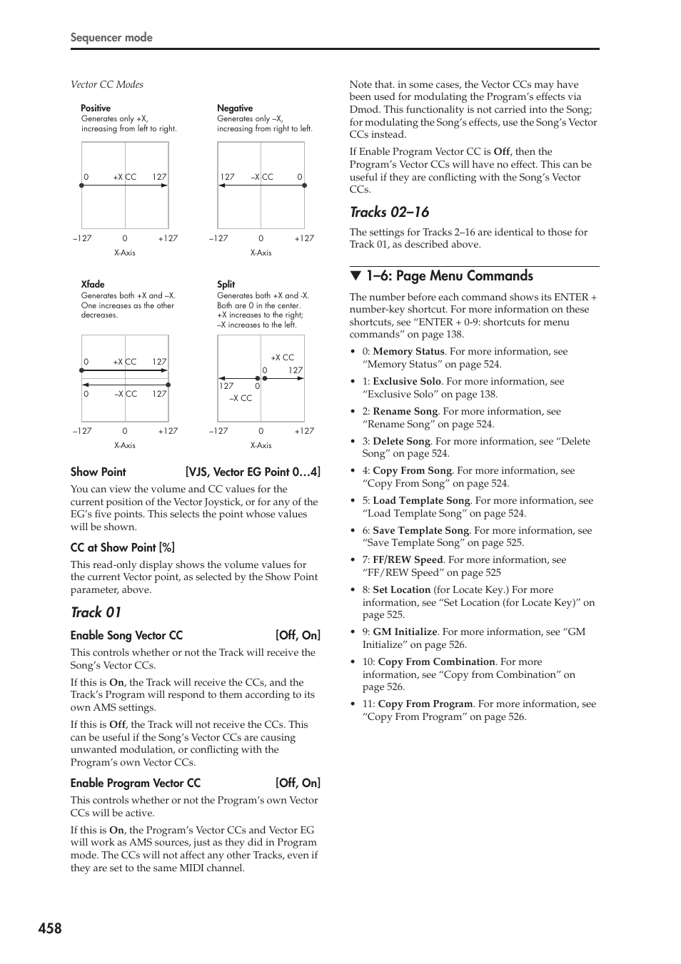 Track 01, Tracks 02–16, 1–6: page menu commands | KORG Electronic Keyboard User Manual | Page 468 / 1127