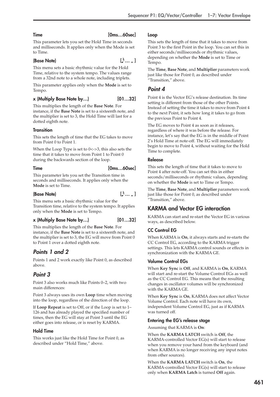Karma and vector eg interaction, Points 1 and 2, Point 3 | Point 4 | KORG Electronic Keyboard User Manual | Page 471 / 1127