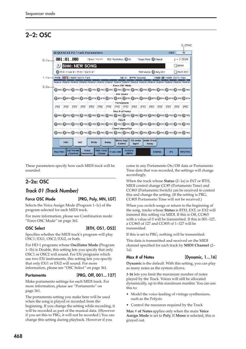 2: osc, 2a: osc, 2–2: osc | 2–2a: osc track 01 (track number) | KORG Electronic Keyboard User Manual | Page 478 / 1127