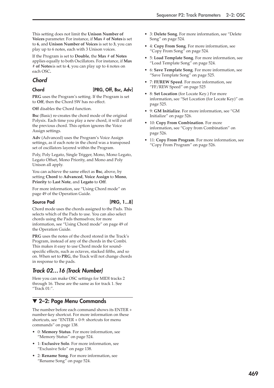 Chord, Track 02…16 (track number), 2–2: page menu commands | KORG Electronic Keyboard User Manual | Page 479 / 1127