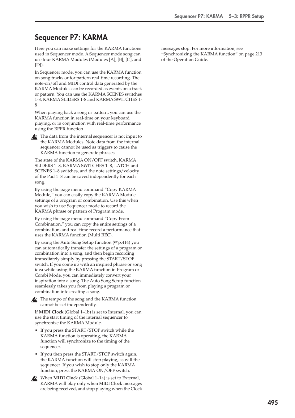 Sequencer p7: karma | KORG Electronic Keyboard User Manual | Page 505 / 1127