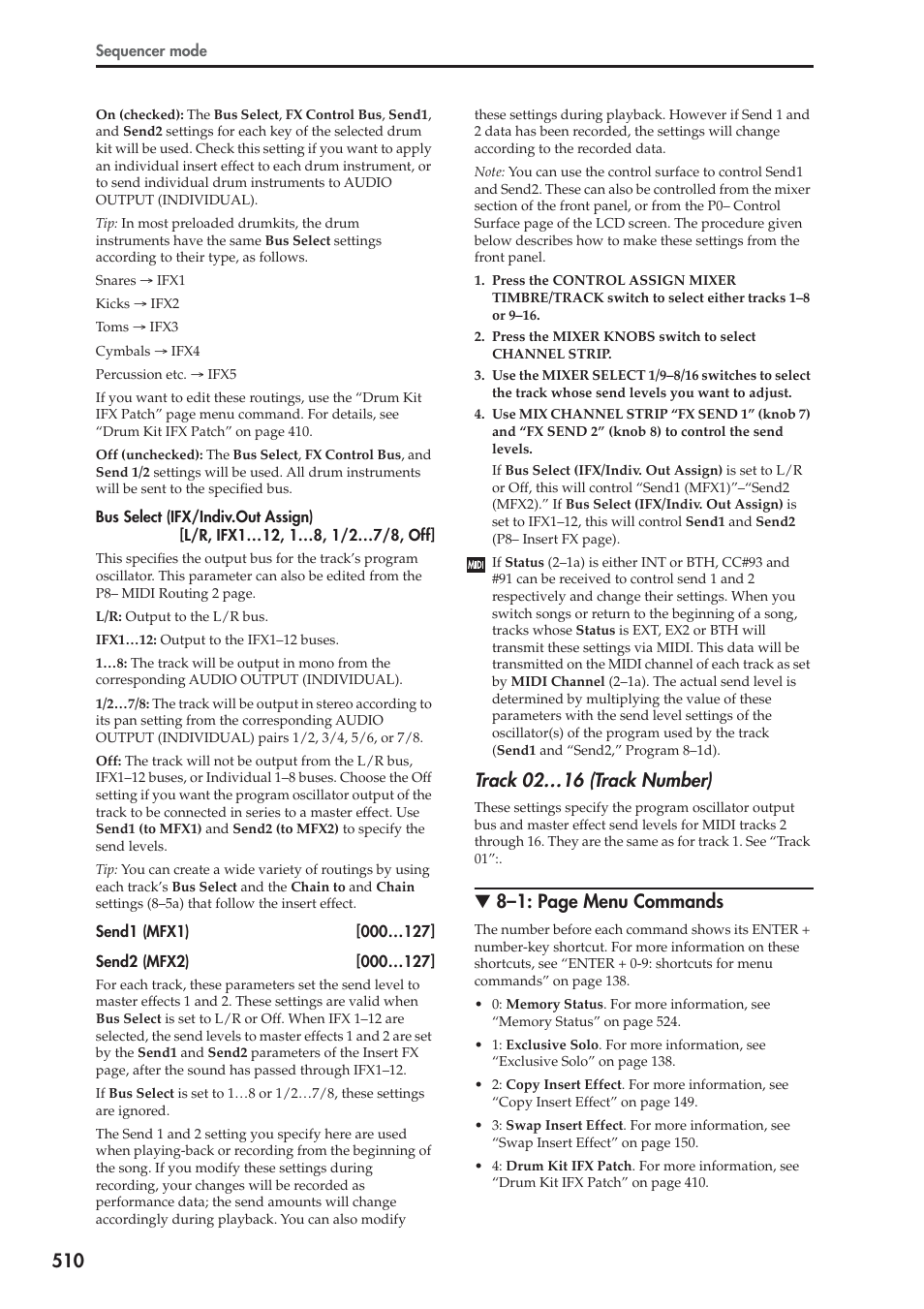 Track 02…16 (track number), 8–1: page menu commands | KORG Electronic Keyboard User Manual | Page 520 / 1127