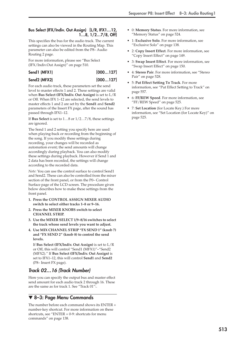 Track 02…16 (track number), 8–3: page menu commands | KORG Electronic Keyboard User Manual | Page 523 / 1127