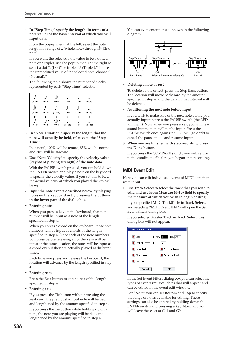 Midi event edit | KORG Electronic Keyboard User Manual | Page 546 / 1127