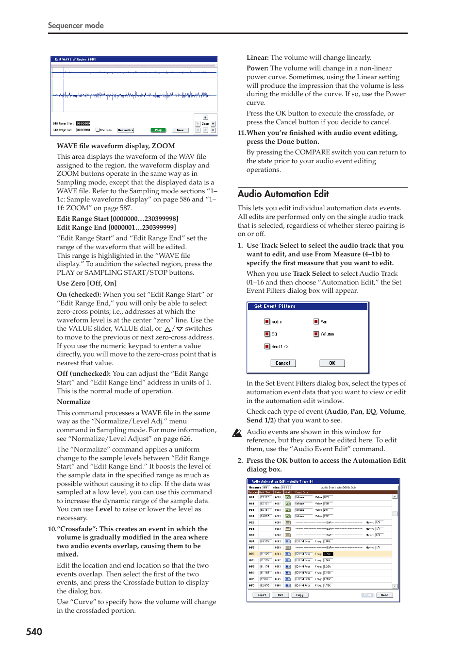 Audio automation edit | KORG Electronic Keyboard User Manual | Page 550 / 1127