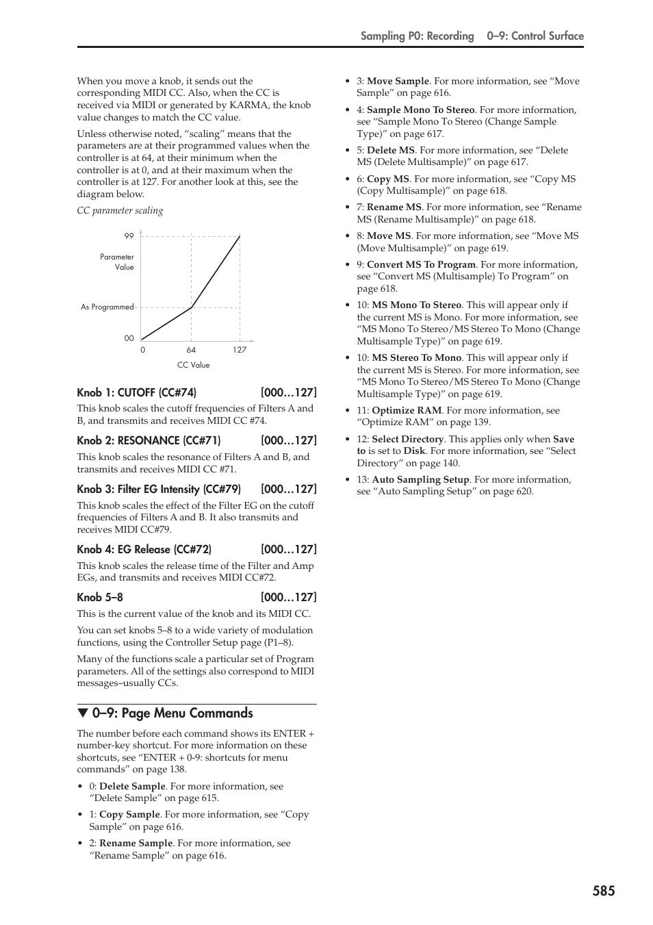 0–9: page menu commands | KORG Electronic Keyboard User Manual | Page 595 / 1127