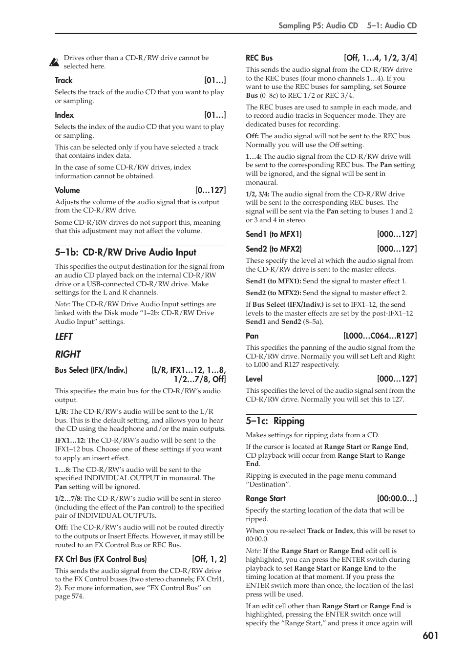 1b: cd-r/rw drive audio input, 1c: ripping, 5–1b: cd-r/rw drive audio input | Left right, 5–1c: ripping | KORG Electronic Keyboard User Manual | Page 611 / 1127