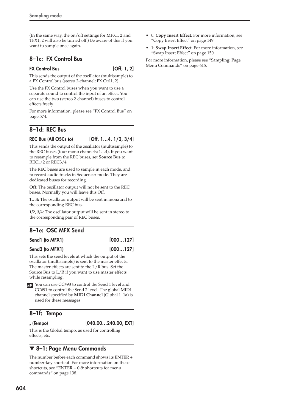 1c: fx control bus, 1d: rec bus, 1e: osc mfx send | 1f: tempo, 8–1c: fx control bus, 8–1d: rec bus, 8–1e: osc mfx send, 8–1f: tempo, 8–1: page menu commands | KORG Electronic Keyboard User Manual | Page 614 / 1127