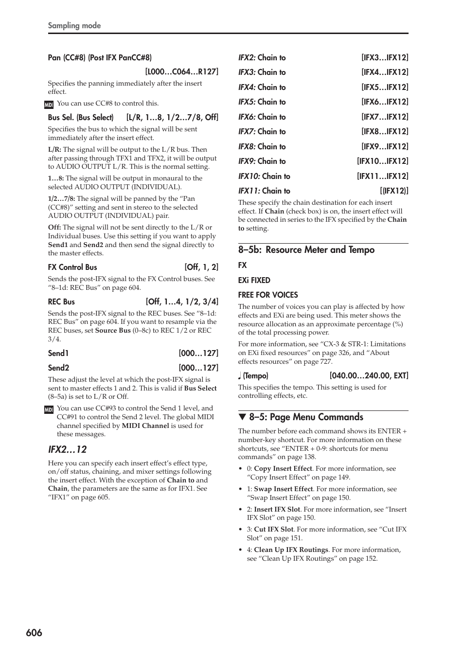 5b: resource meter and tempo, Ifx2…12, 8–5b: resource meter and tempo | 8–5: page menu commands | KORG Electronic Keyboard User Manual | Page 616 / 1127