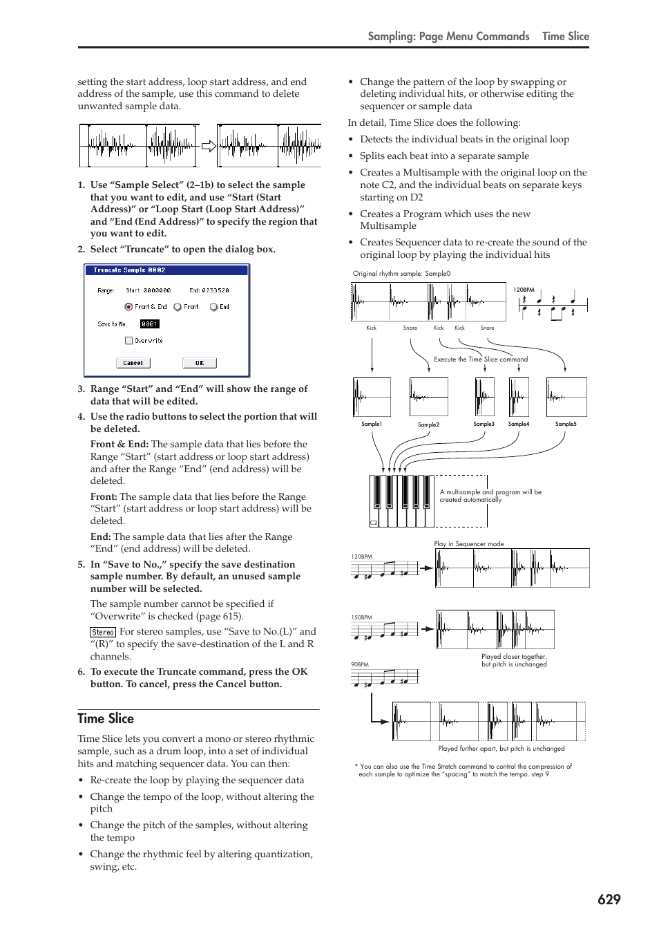 Time slice, For more information, see “time, Sampling: page menu commands time slice | KORG Electronic Keyboard User Manual | Page 639 / 1127