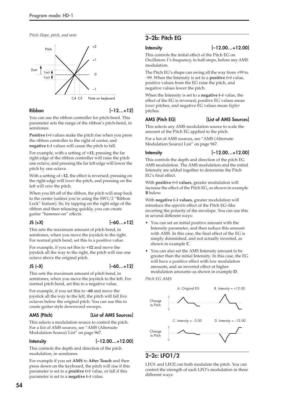 2b: pitch eg, 2c: lfo1/2, 2–2b: pitch eg | 2–2c: lfo1/2 | KORG Electronic Keyboard User Manual | Page 64 / 1127