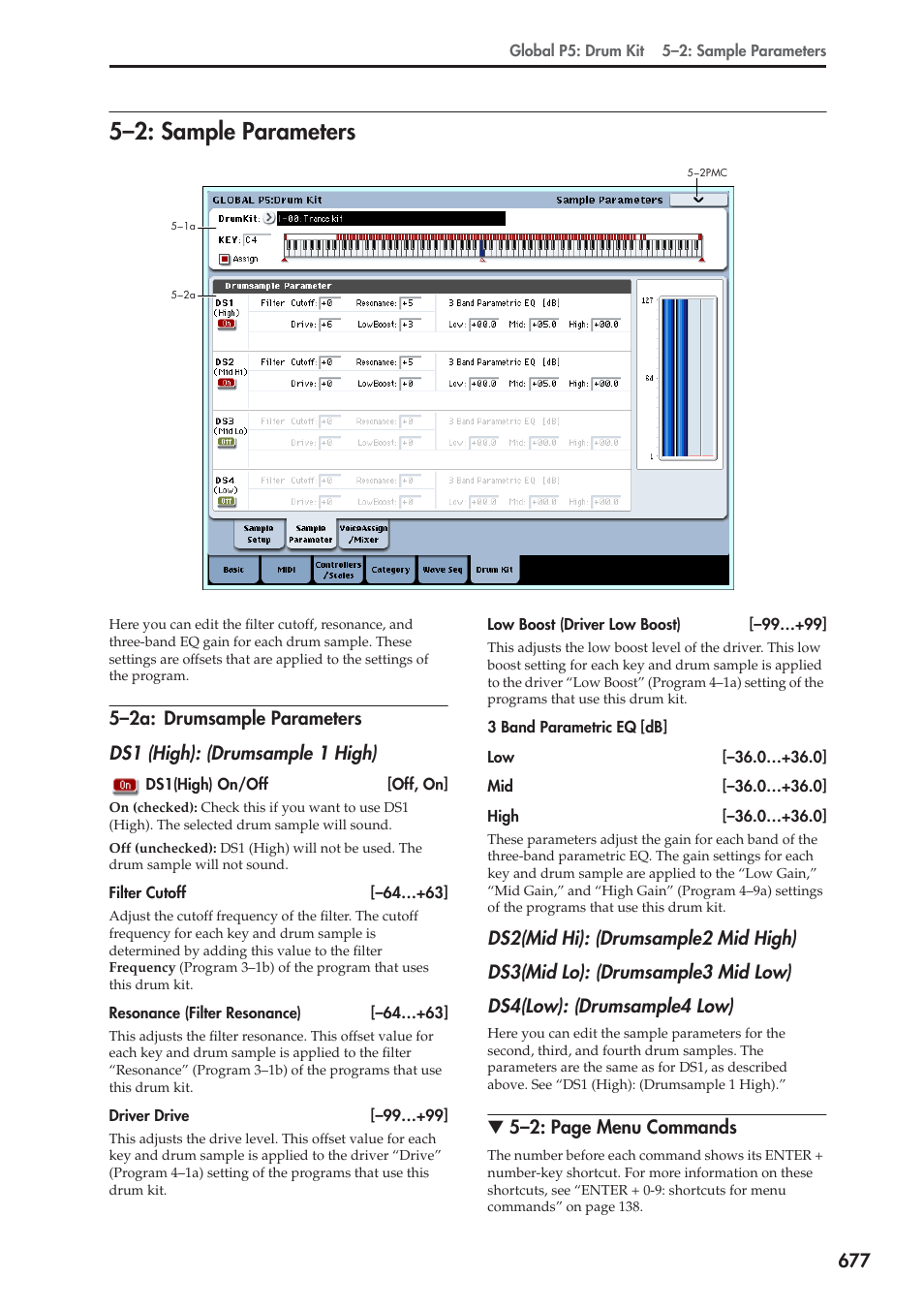 2: sample parameters, 2a: drumsample parameters, 5–2: sample parameters | KORG Electronic Keyboard User Manual | Page 687 / 1127