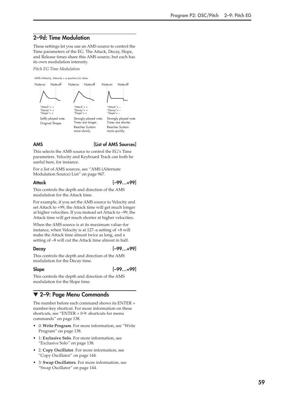 9d: time modulation, 59 2–9d: time modulation, 2–9: page menu commands | KORG Electronic Keyboard User Manual | Page 69 / 1127