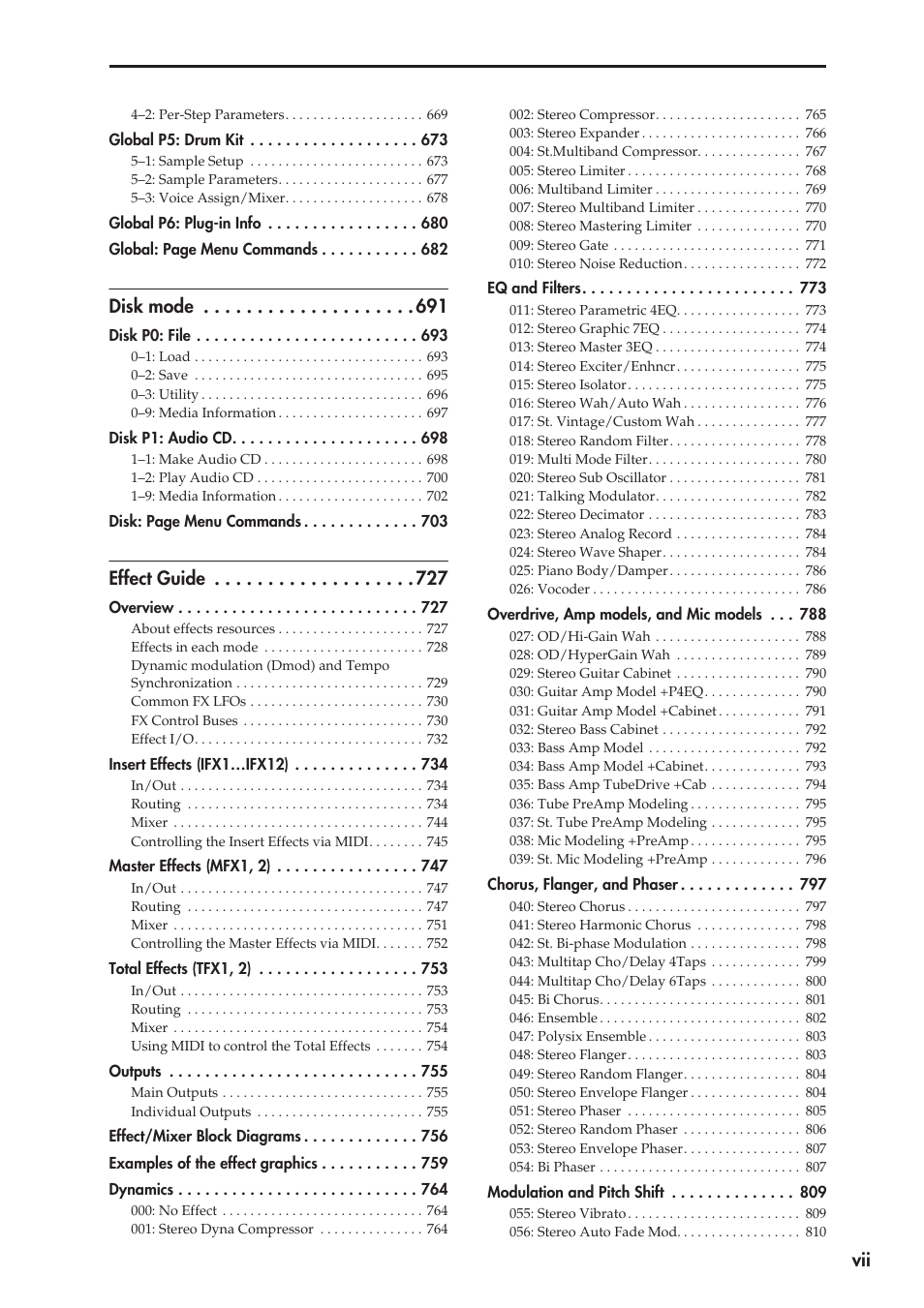Disk mode, Effect guide | KORG Electronic Keyboard User Manual | Page 7 / 1127