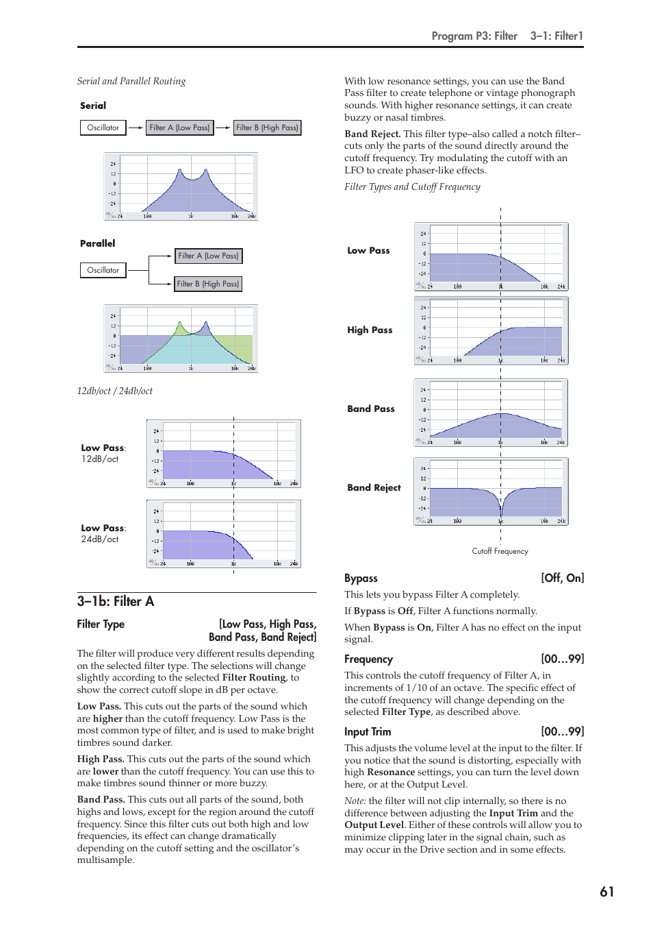 1b: filter a, 3–1b: filter a | KORG Electronic Keyboard User Manual | Page 71 / 1127