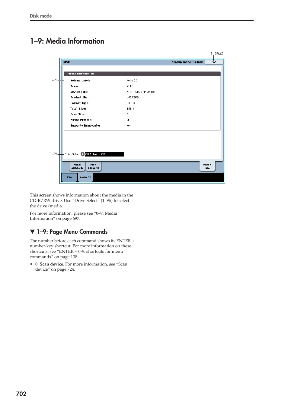 9: media information, 1–9: media information, 1–9: page menu commands | KORG Electronic Keyboard User Manual | Page 712 / 1127