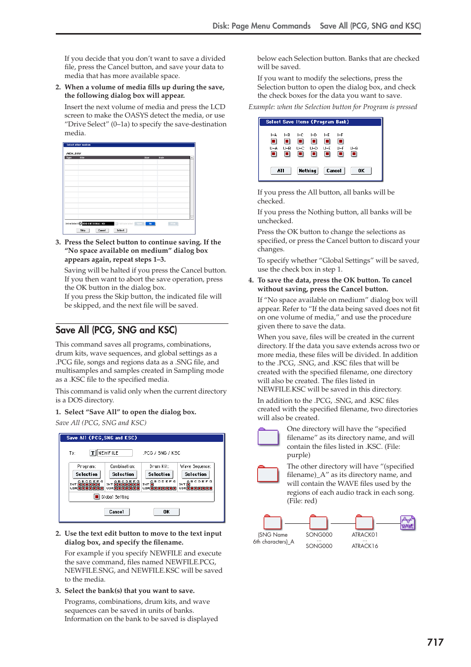 Save all (pcg, sng and ksc), For more information, see “save all | KORG Electronic Keyboard User Manual | Page 727 / 1127