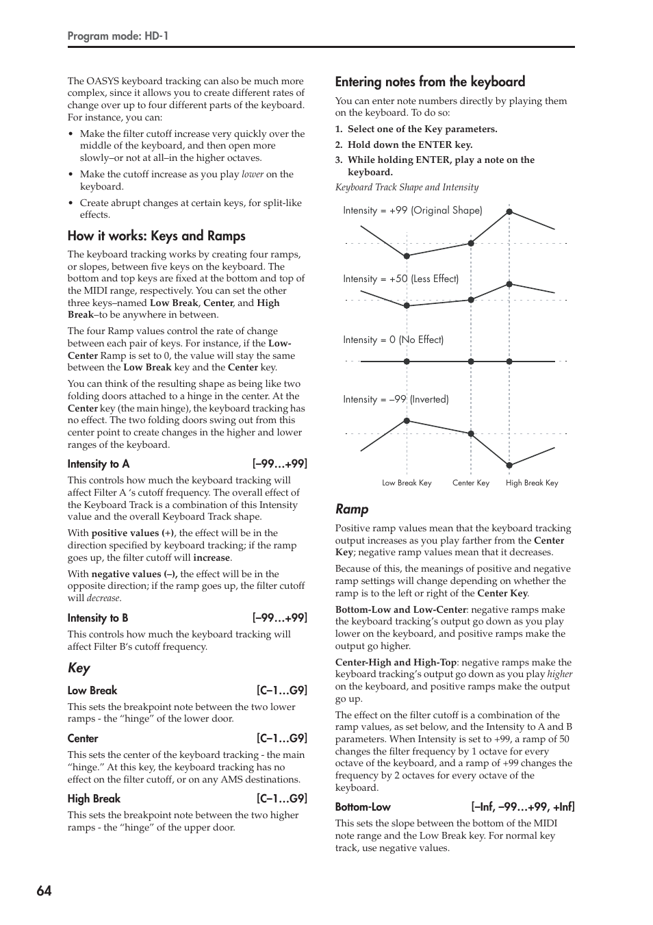 How it works: keys and ramps, Entering notes from the keyboard, Ramp | KORG Electronic Keyboard User Manual | Page 74 / 1127