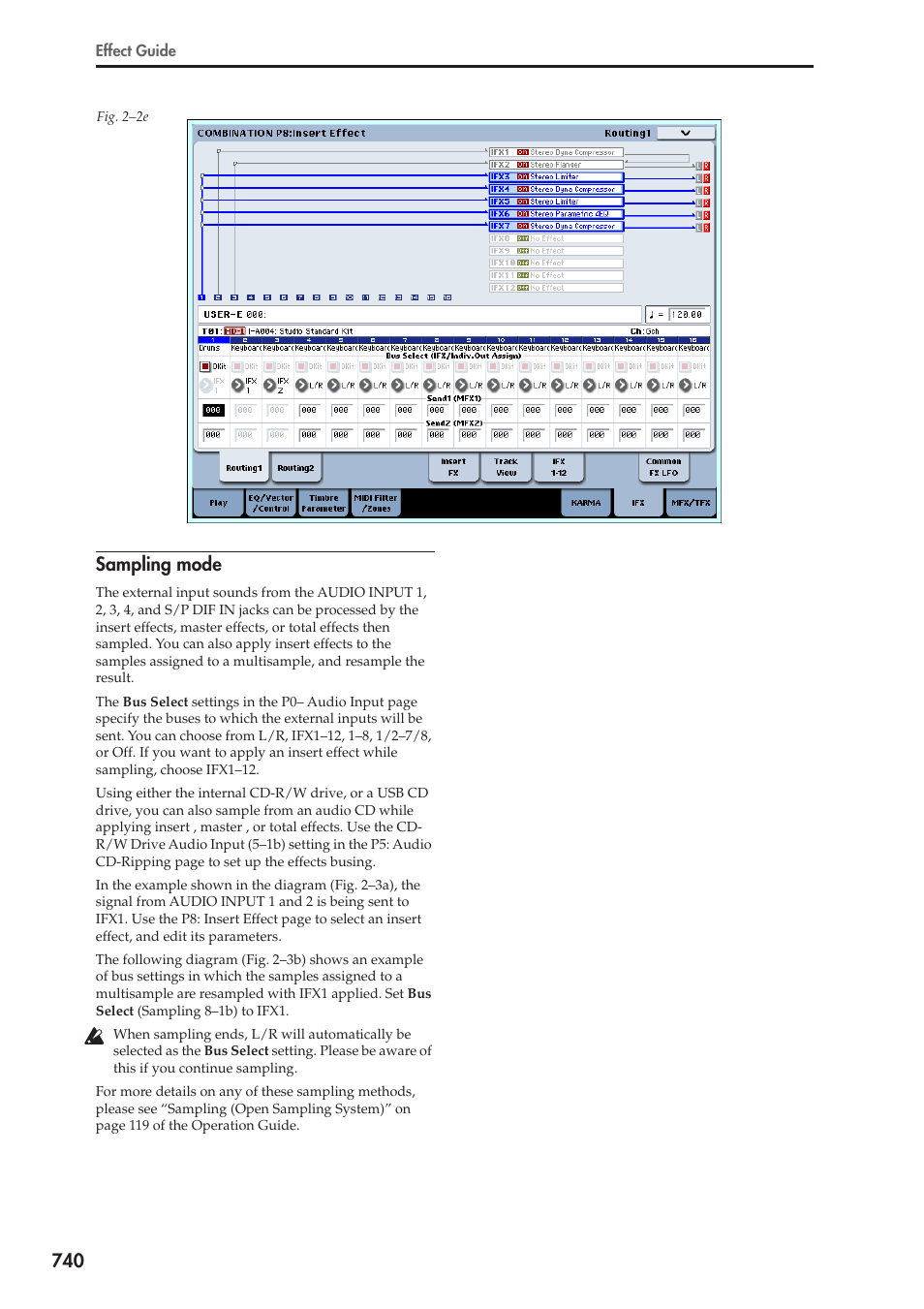 Sampling mode, 740 sampling mode | KORG Electronic Keyboard User Manual | Page 750 / 1127