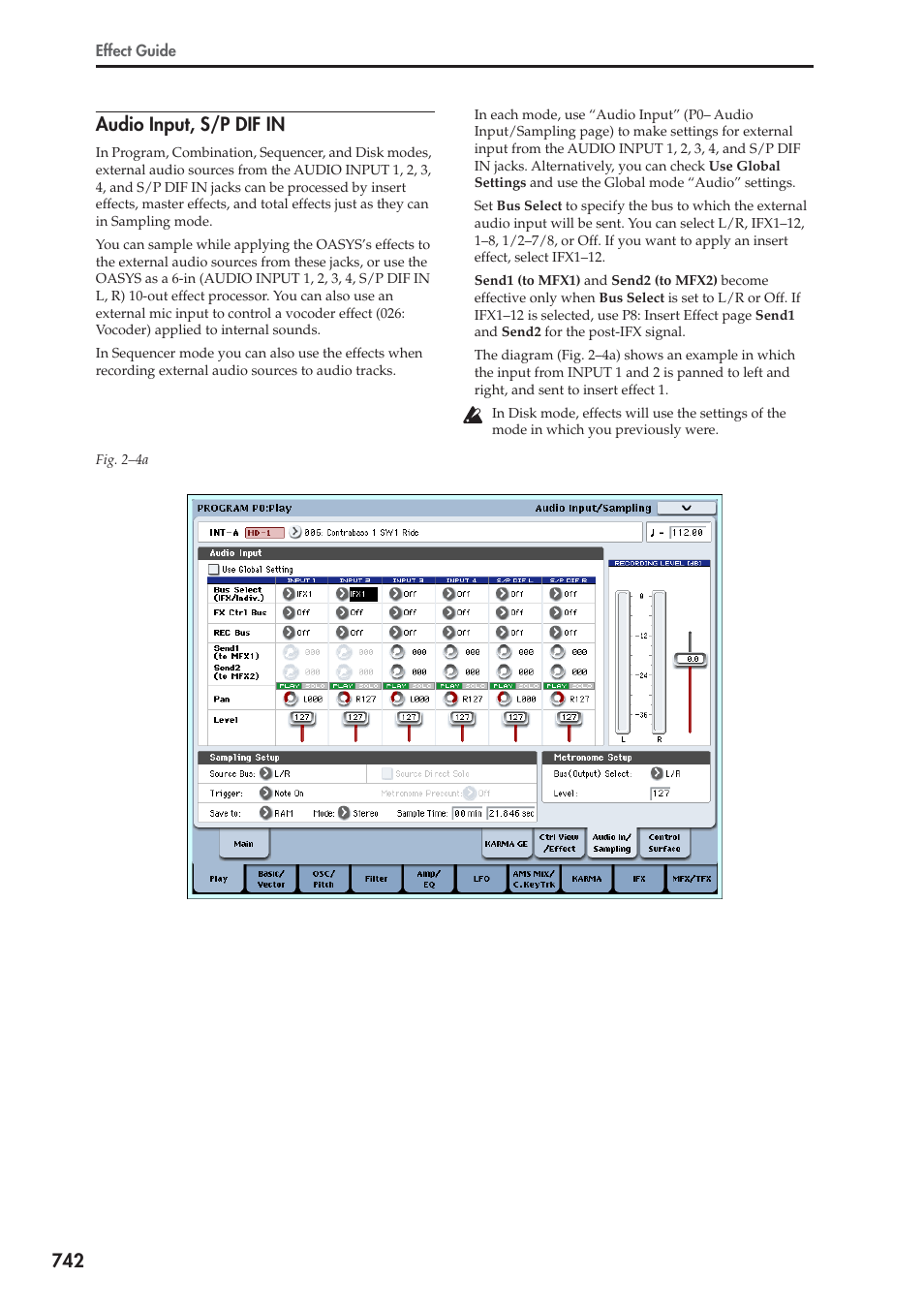 Audio input, s/p dif in, 742 audio input, s/p dif in | KORG Electronic Keyboard User Manual | Page 752 / 1127