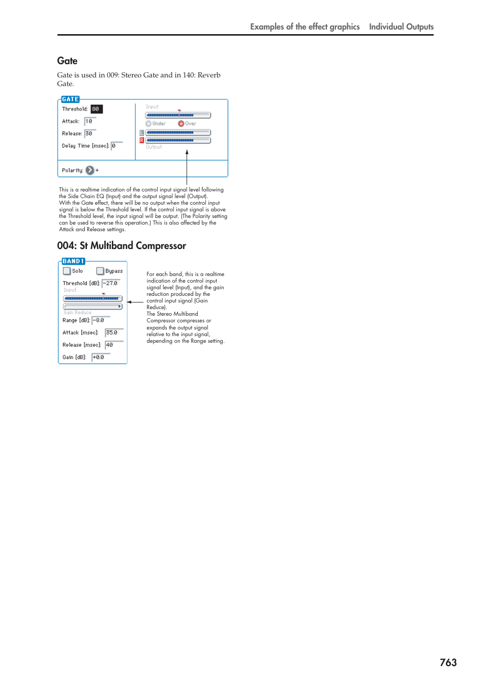 Gate, St multiband compressor, 763 gate | KORG Electronic Keyboard User Manual | Page 773 / 1127