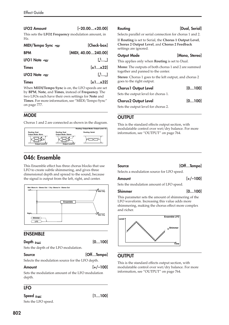 Mode, Output, Ensemble | KORG Electronic Keyboard User Manual | Page 812 / 1127