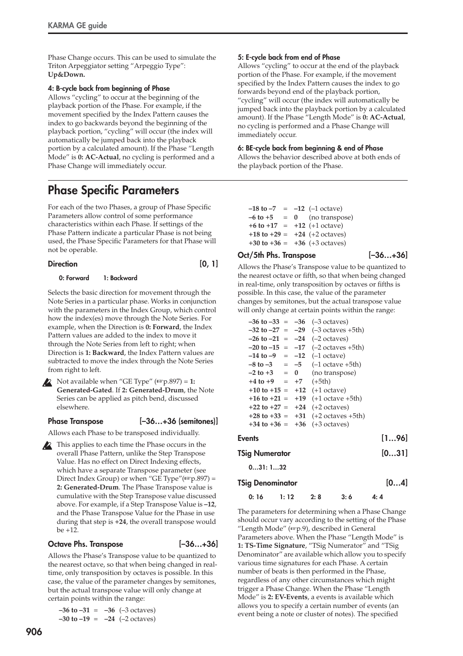 Phase specific parameters | KORG Electronic Keyboard User Manual | Page 916 / 1127