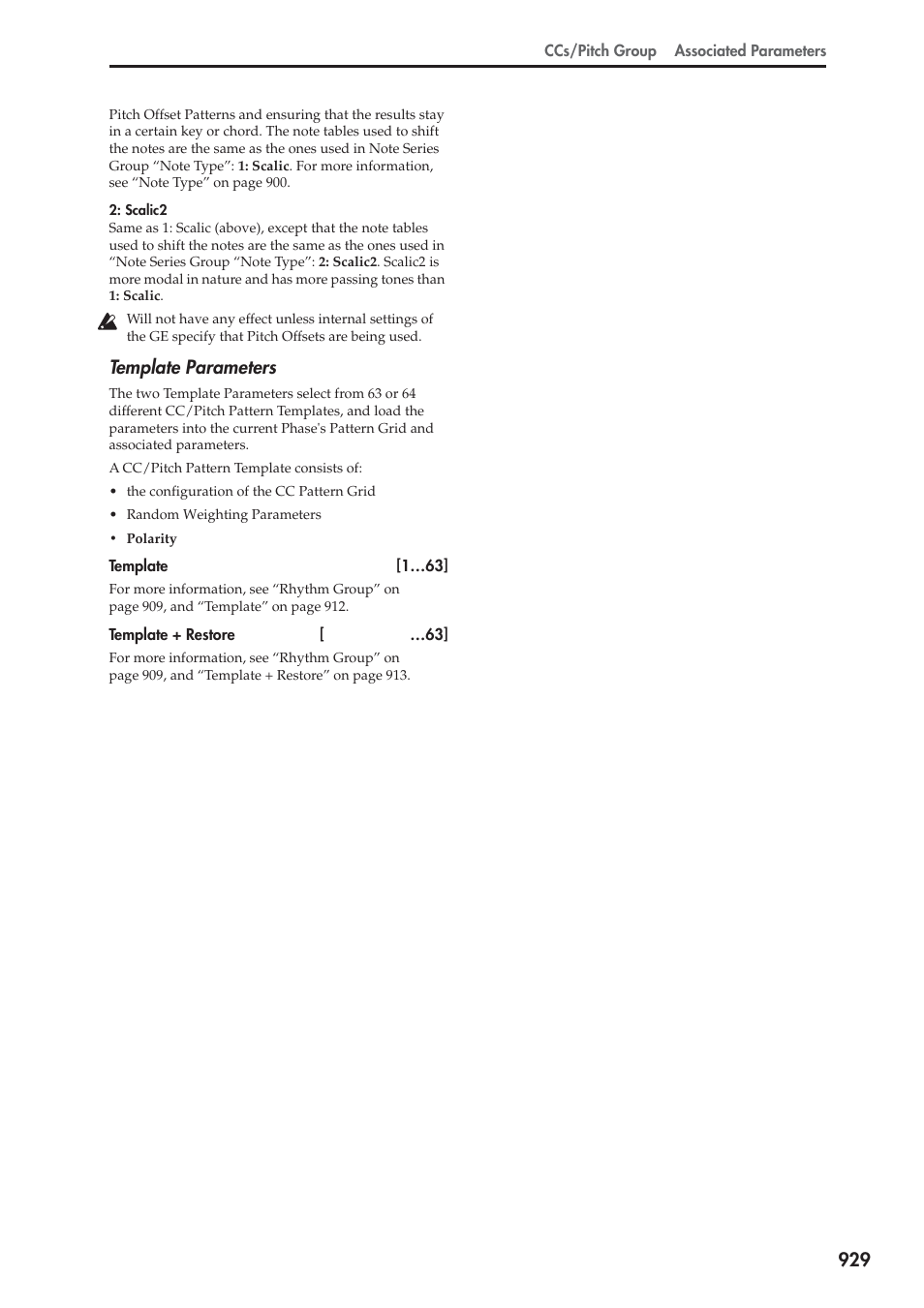 Template parameters | KORG Electronic Keyboard User Manual | Page 939 / 1127