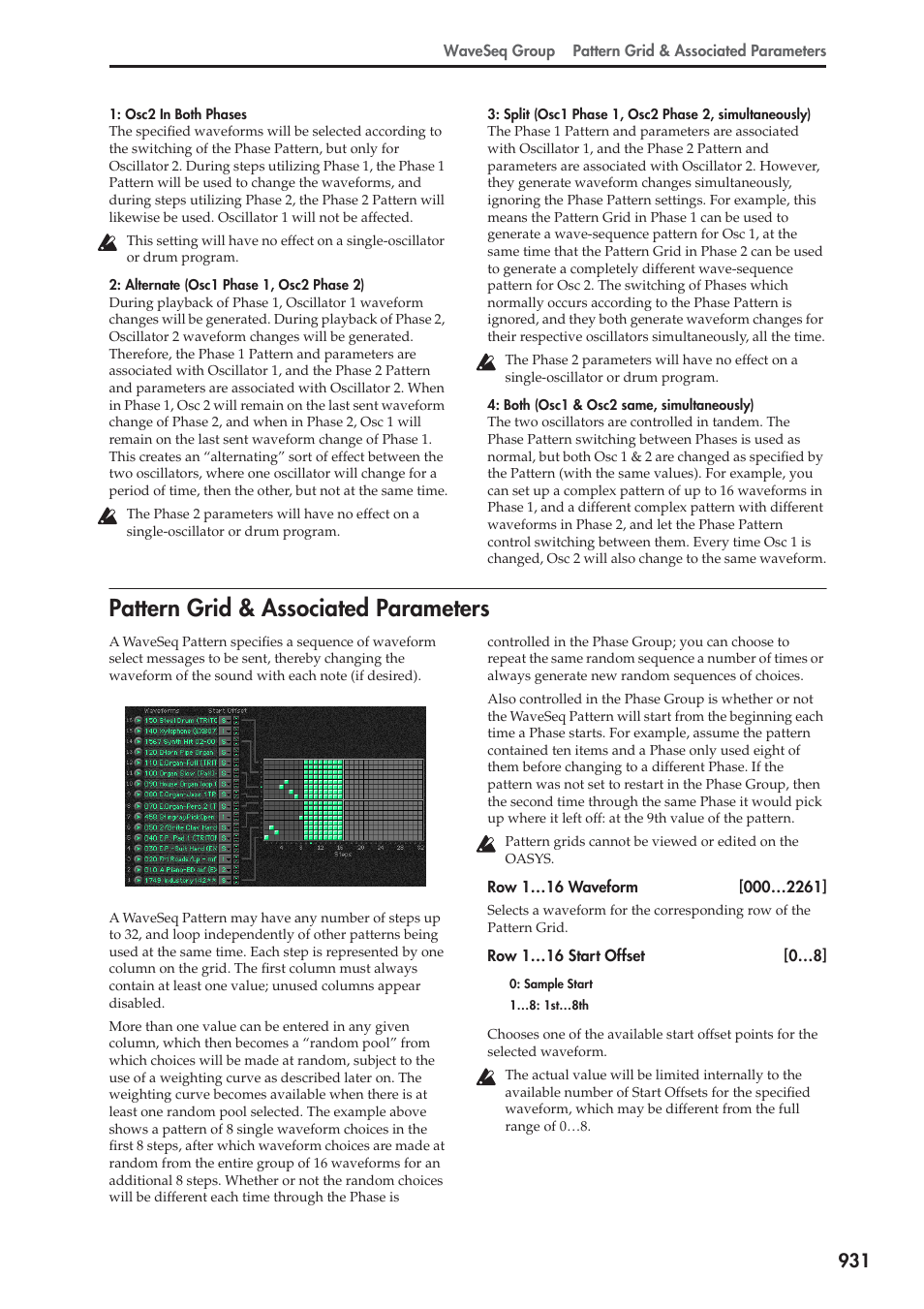 Pattern grid & associated parameters | KORG Electronic Keyboard User Manual | Page 941 / 1127
