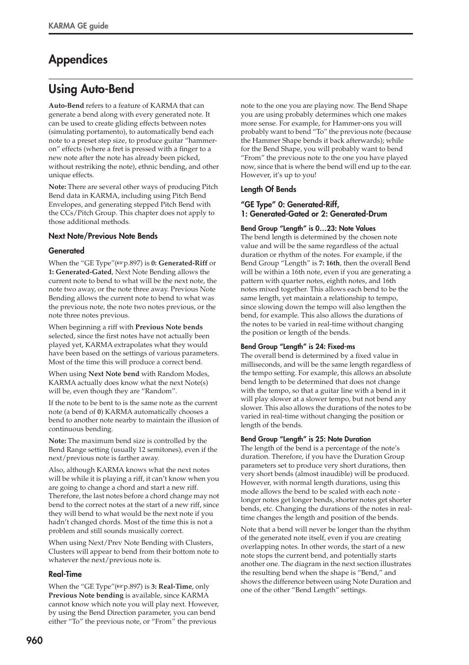Appendices, Using auto-bend, Appendices using auto-bend | KORG Electronic Keyboard User Manual | Page 970 / 1127