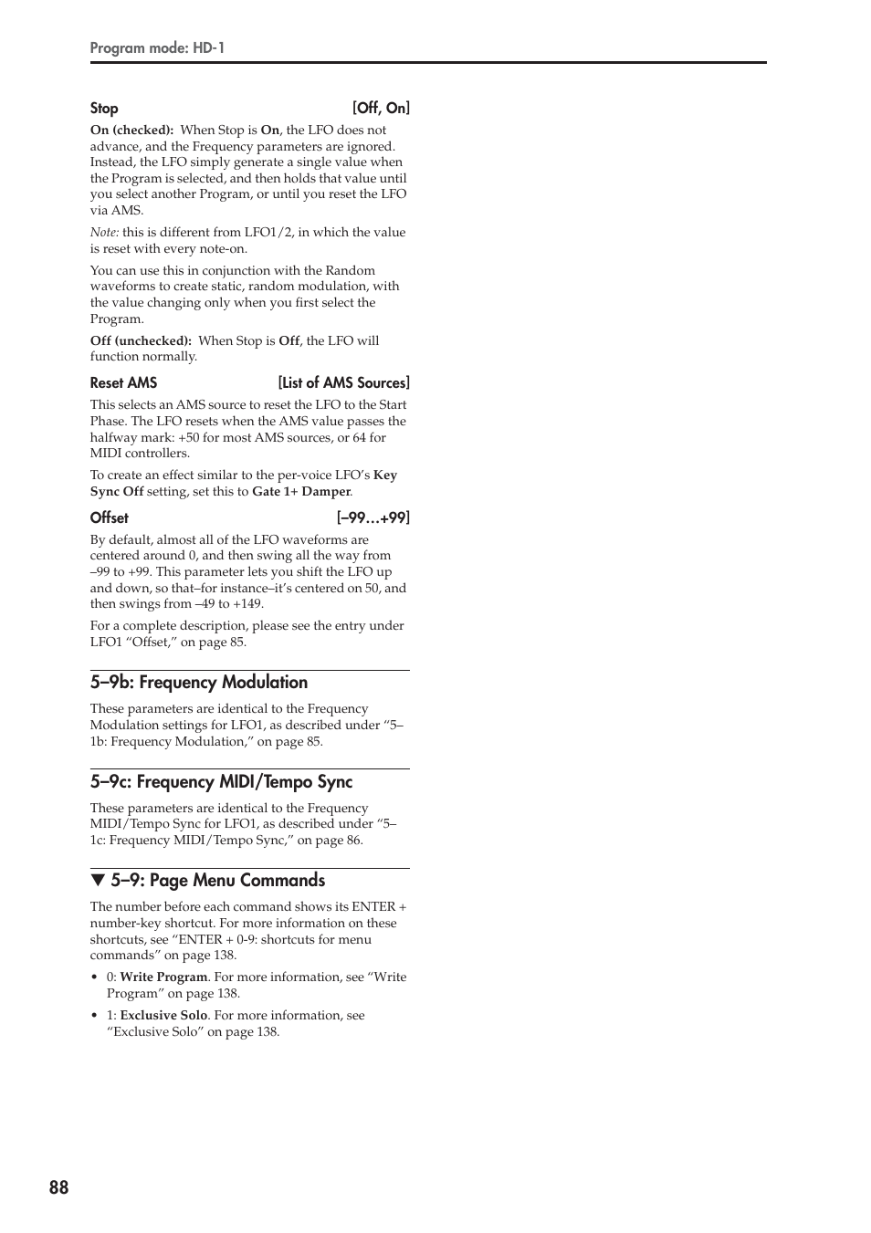 9b: frequency modulation, 9c: frequency midi/tempo sync, 5–9b: frequency modulation | 5–9c: frequency midi/tempo sync, 5–9: page menu commands | KORG Electronic Keyboard User Manual | Page 98 / 1127