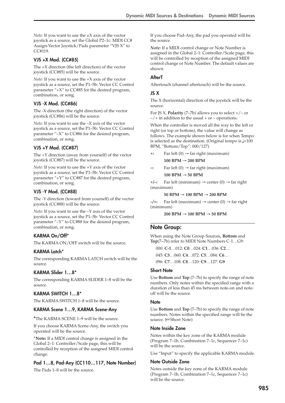 Note group | KORG Electronic Keyboard User Manual | Page 995 / 1127