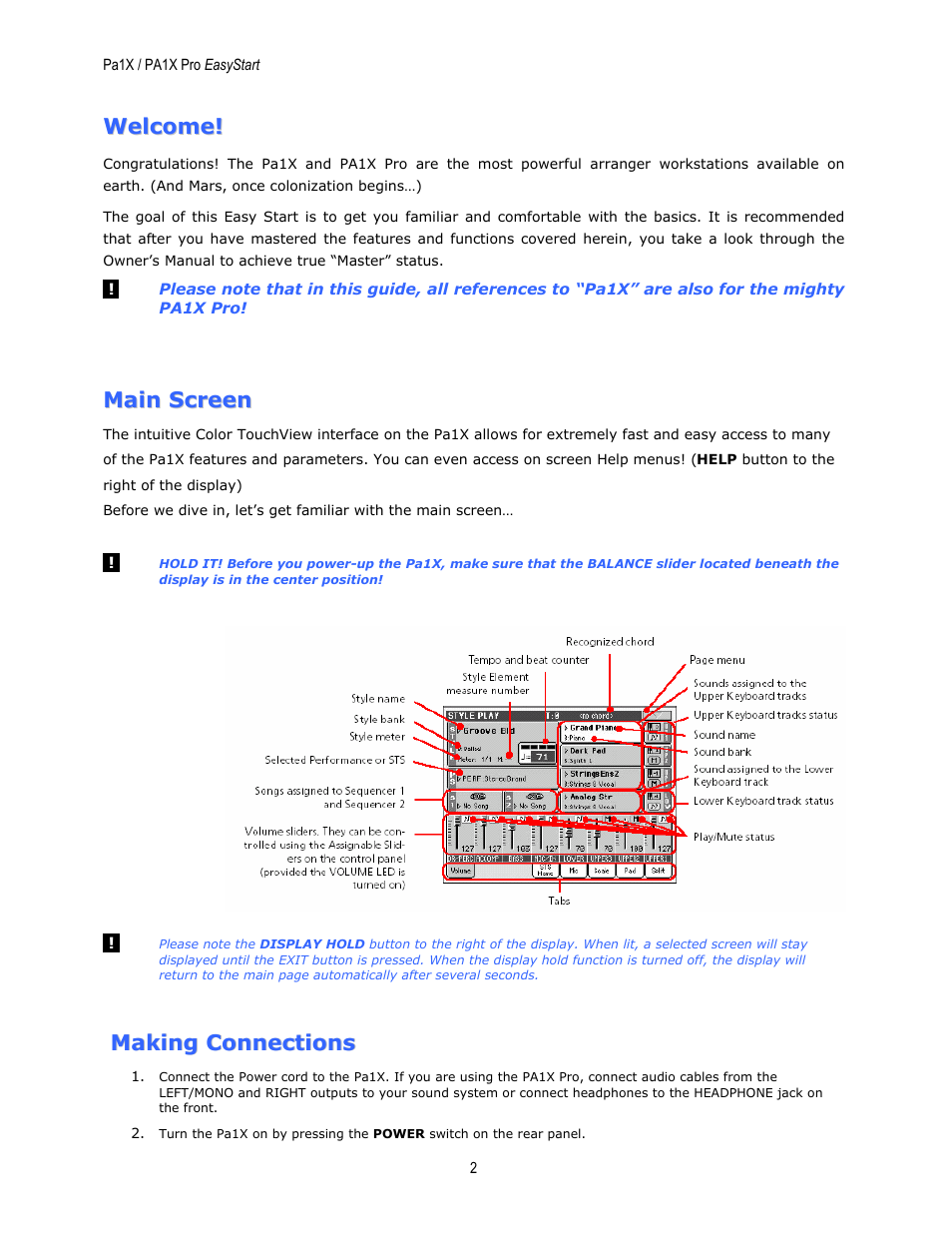 KORG EASYSTART PA1X User Manual | Page 2 / 7