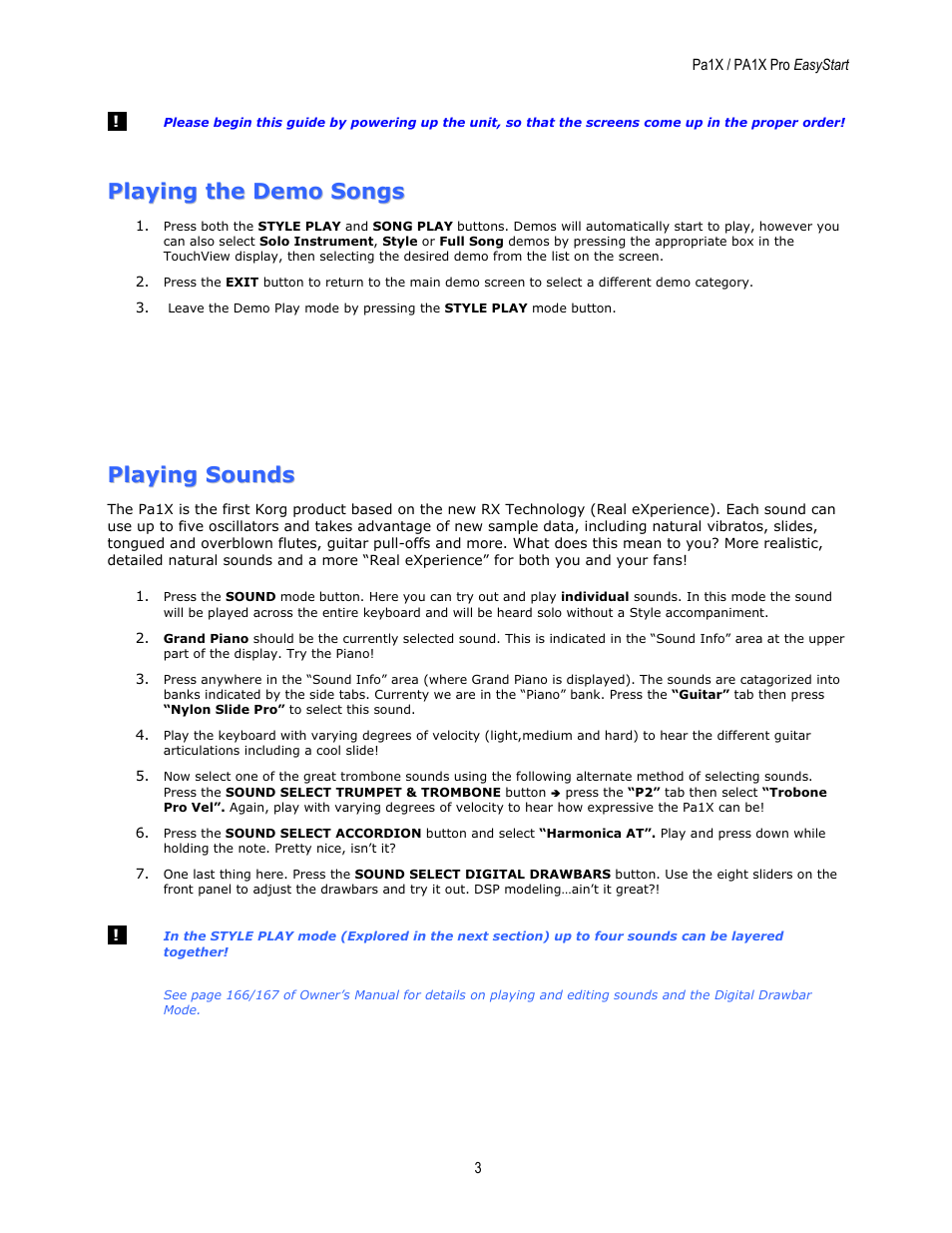 KORG EASYSTART PA1X User Manual | Page 3 / 7
