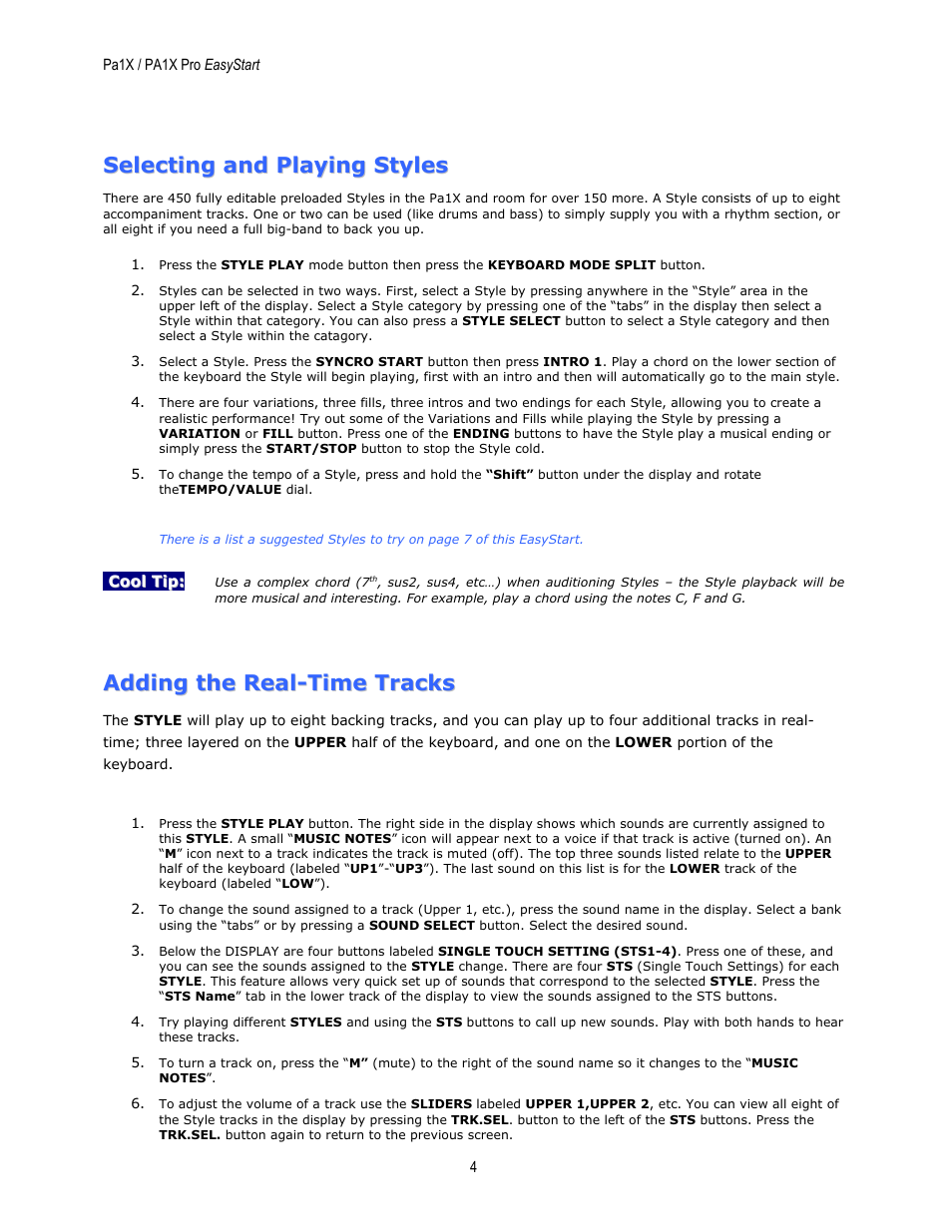 KORG EASYSTART PA1X User Manual | Page 4 / 7