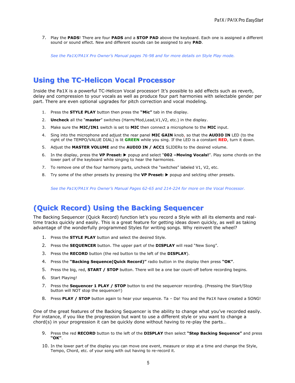 KORG EASYSTART PA1X User Manual | Page 5 / 7