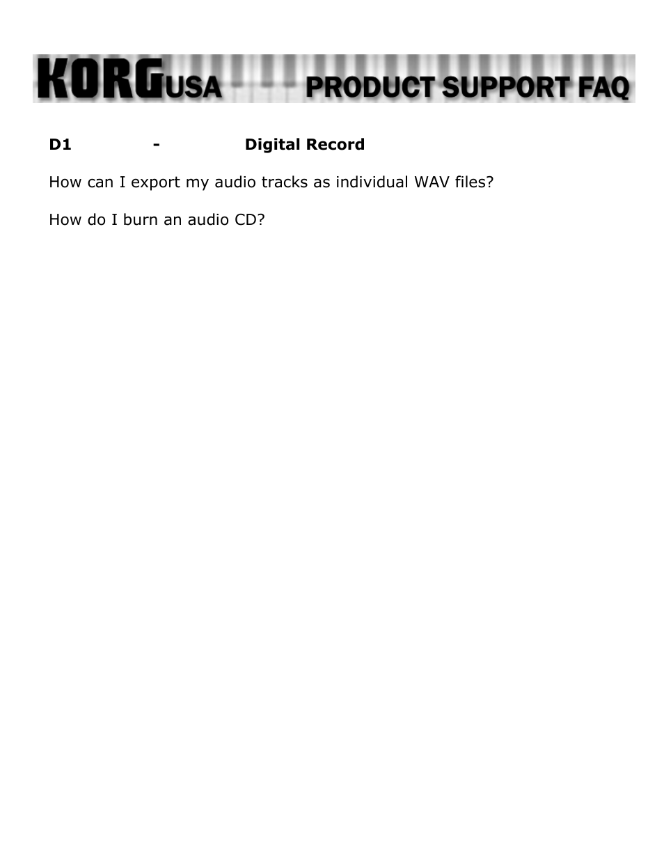 KORG 16 Track Digital Recorder D1600mkII User Manual | 4 pages