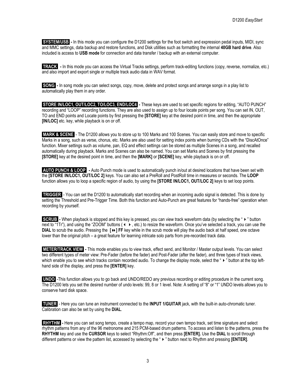 KORG D1200 User Manual | Page 3 / 8