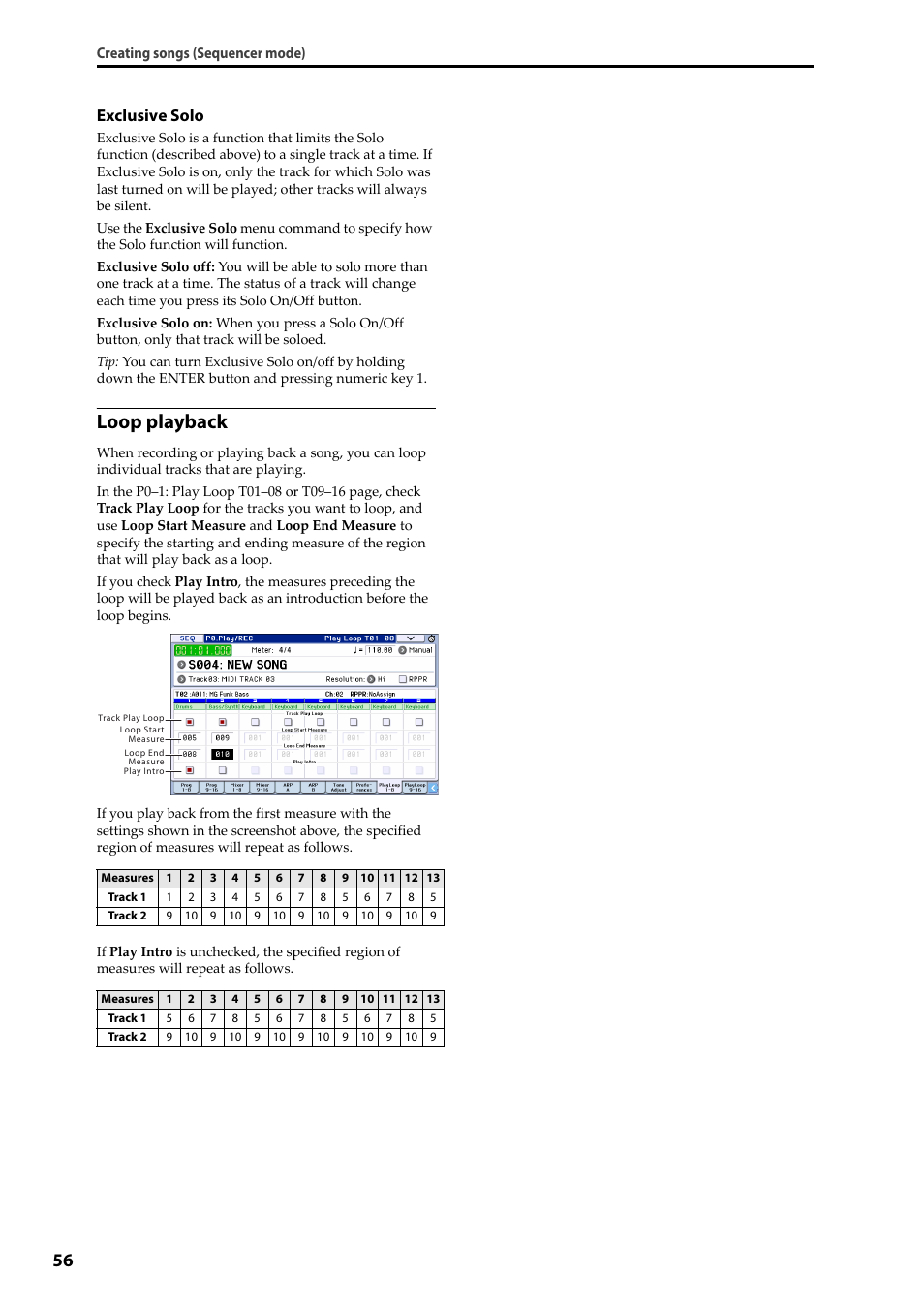 Loop playback, Exclusive solo | KORG Krome music workstasion 61key User Manual | Page 60 / 142