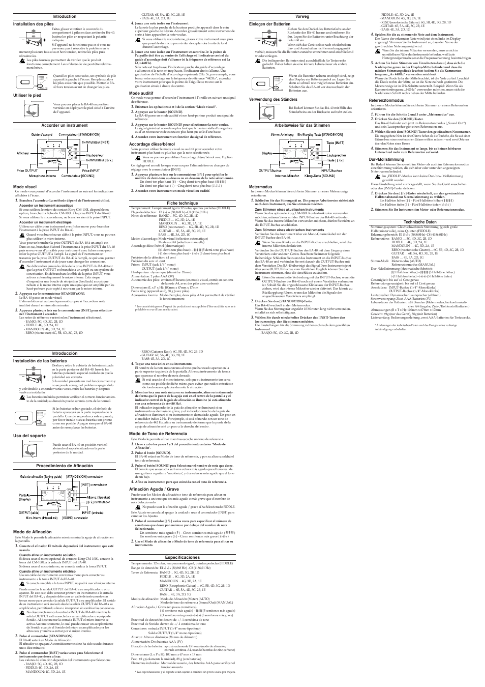 KORG BA-40 User Manual | Page 2 / 2