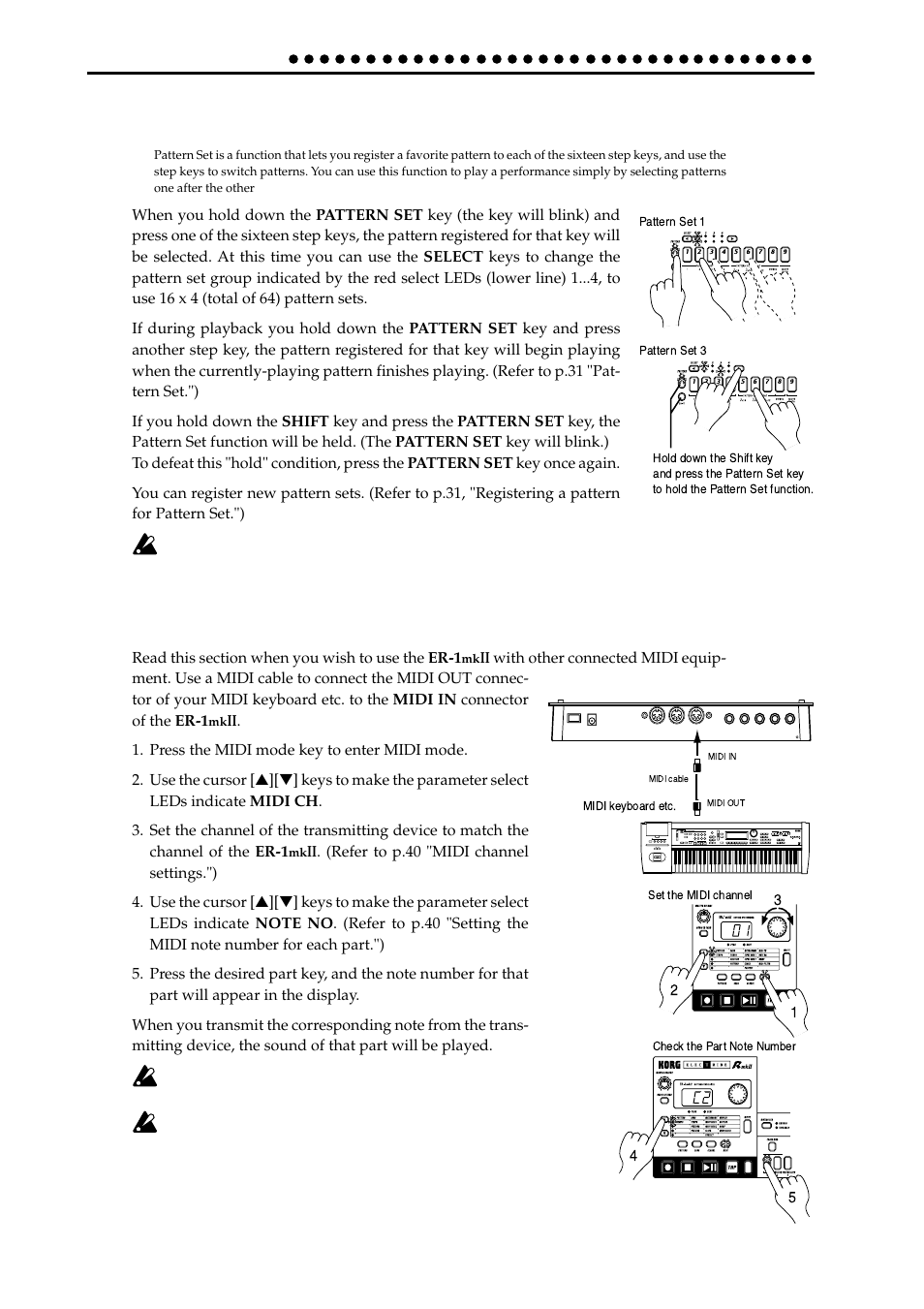 Playing with pattern set, Using the er-1mkii as a tone generator module, Using the er-1 | Ii as a tone generator module | KORG ER-1mkII User Manual | Page 20 / 52