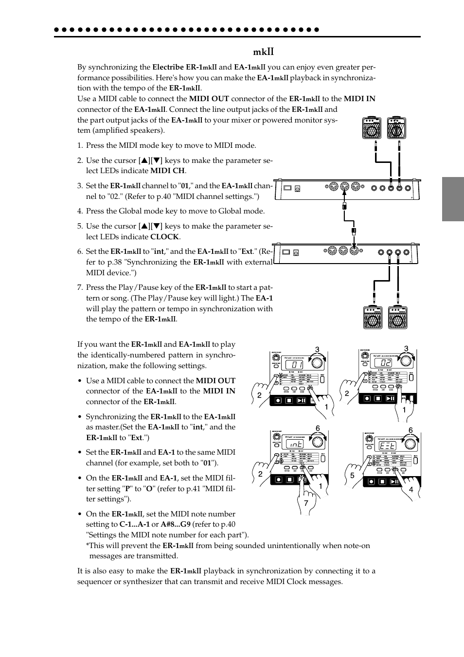 Synchronized playback with the ea-1mkii, Synchronized playback with the ea-1 | KORG ER-1mkII User Manual | Page 21 / 52