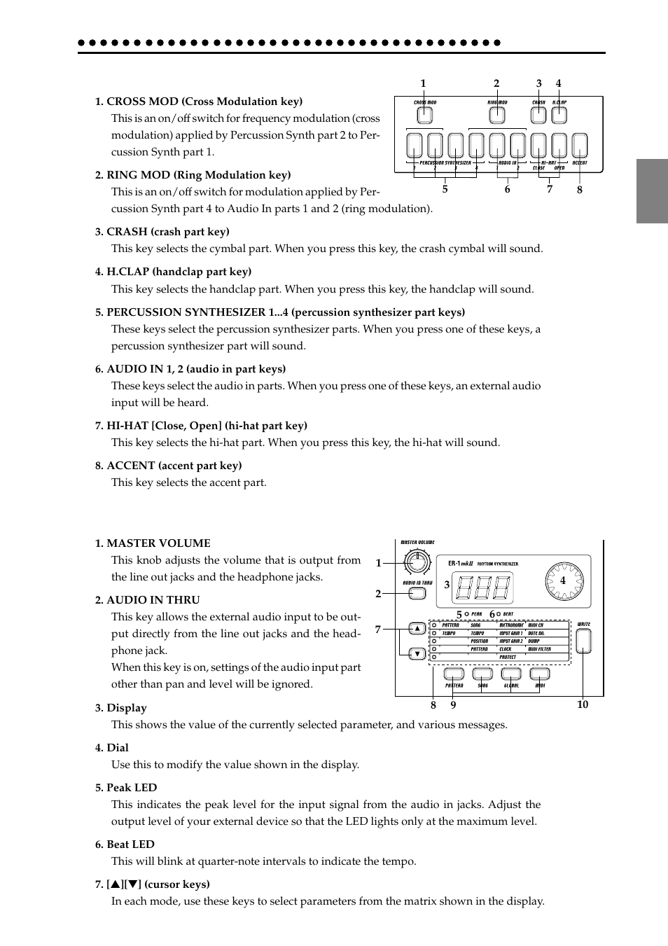 Part select section, Common section, Part select section common section | KORG ER-1mkII User Manual | Page 9 / 52