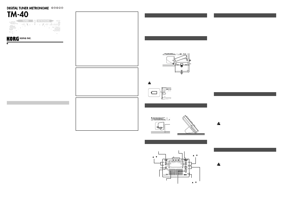 KORG TM-40 User Manual | 6 pages